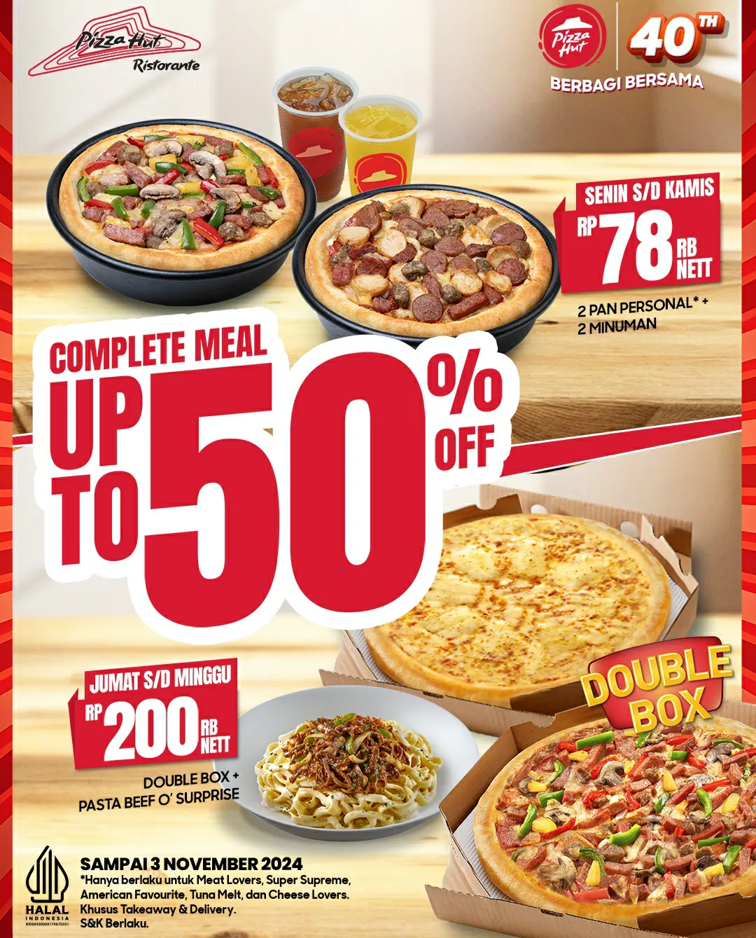 Promo Pizza Hut Ristorante Diskon 50% Oktober - November 2024