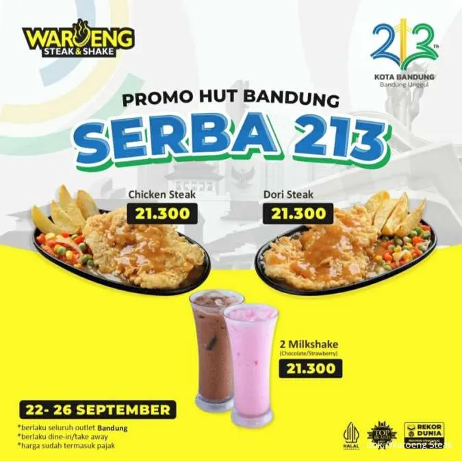 Promo Waroeng Steak HUT Bandung ke-213 edisi September 2023