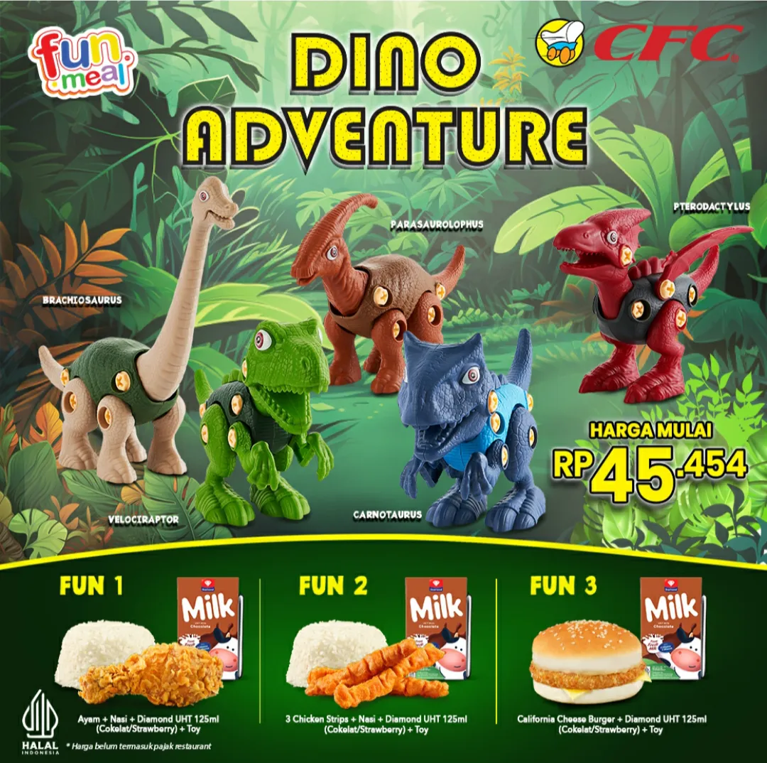 Promo CFC Indonesia edisi Maret-April 2024: Paket Fun Meal gratis mainan Dino Adventure