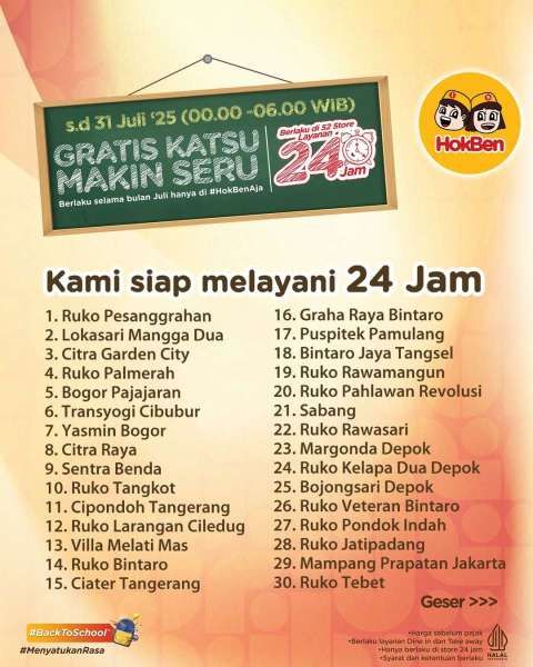 Promo HokBen Gratis Chicken Katsu di Bulan Juli 2025