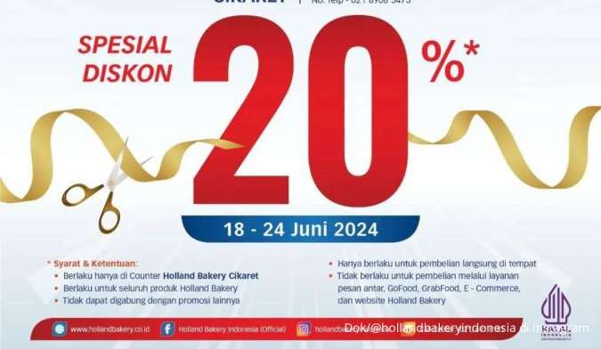 Promo Holland Bakery Diskon 20% Mulai 18-24 Juni 2024, Berlaku Semua Produk Favorit