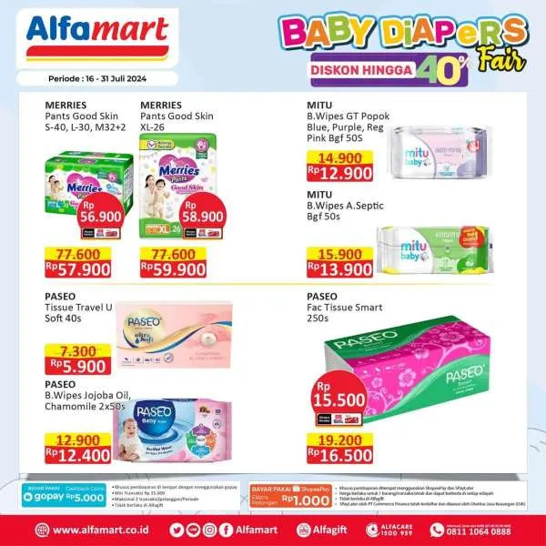 Promo Alfamart Baby Diapers Fair Diskon s/d 40% Periode 16-31 Juli 2024