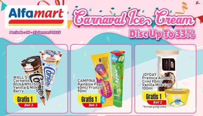 Promo Alfamart 16-31 Januari 2025 Carnaval Ice Cream, Dapatkan Diskon Sampai 33%