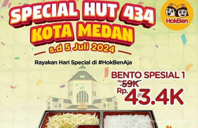 Promo HokBen Spesial HUT Kota Medan 2024, Ada Promo Pelajar Khusus Wilayah Sumatera