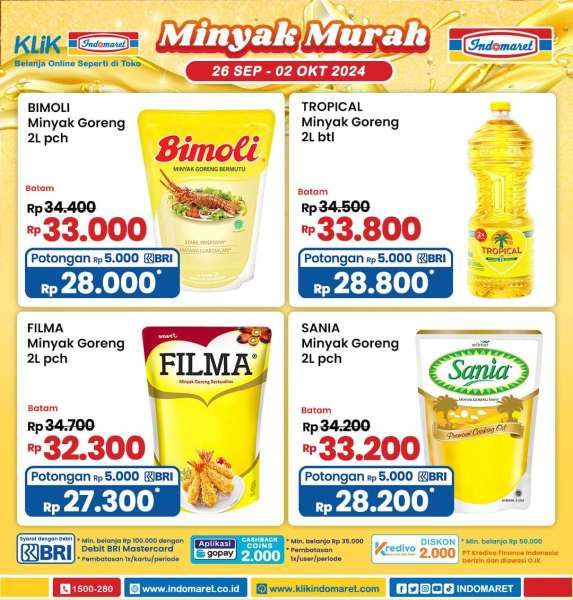 Promo Minyak Goreng Murah di Indomaret 26 September-2 Oktober 2024