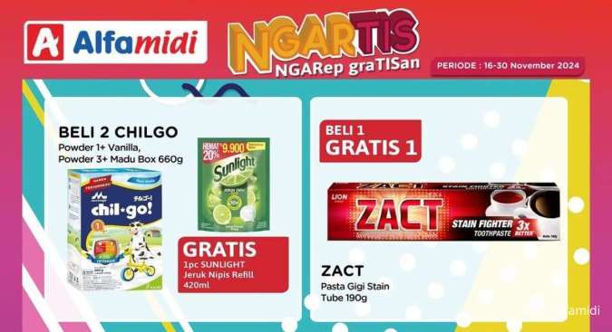 Promo Alfamidi Ngartis 16-30 November 2024, Beli 1 Gratis 1 Zact Pasta Gigi