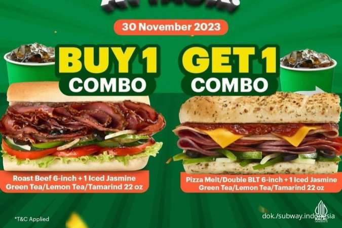 Promo Subway 30 November 2023, Paket Beef Attack B1G1 Free Beef Sandwich