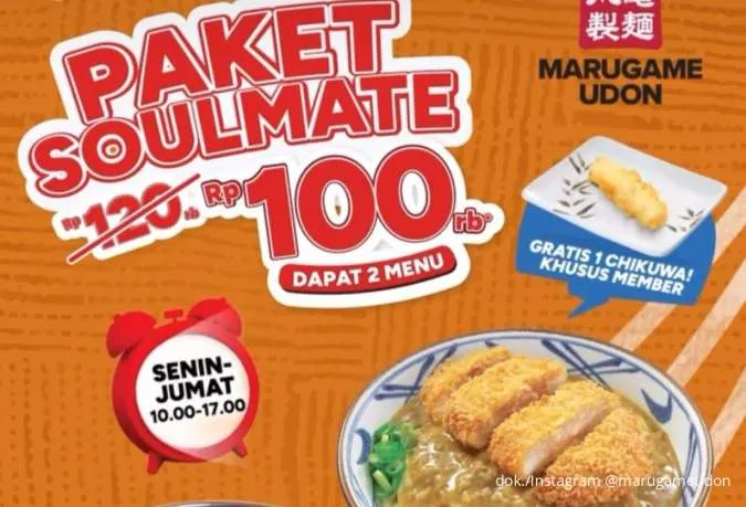 Promo Marugame Udon Paket Soulmate 8-25 September, Rp 100.000 Dapat 2 Menu Spesial