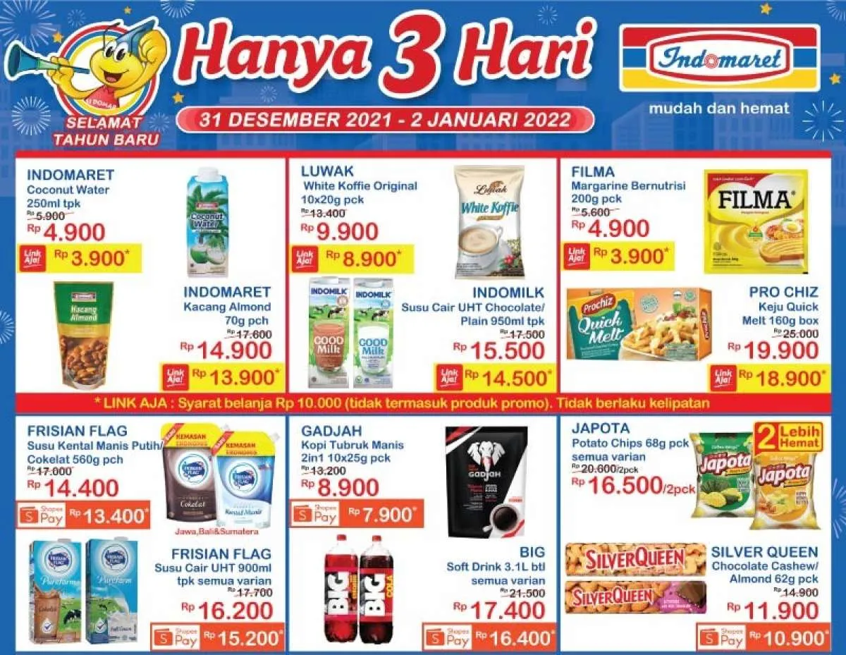 Promo Indomaret Hari Minggu 2 Januari 2022, Diskon Tahun Baru!