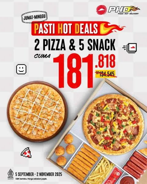 Promo PHD Weekend 2 Pizza & 5 Snack