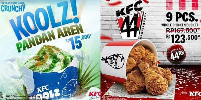Hari Terakhir Promo KFC HUT 44 Tahun Koolz Pandan Aren-Ayam Diskon Rp 44.000