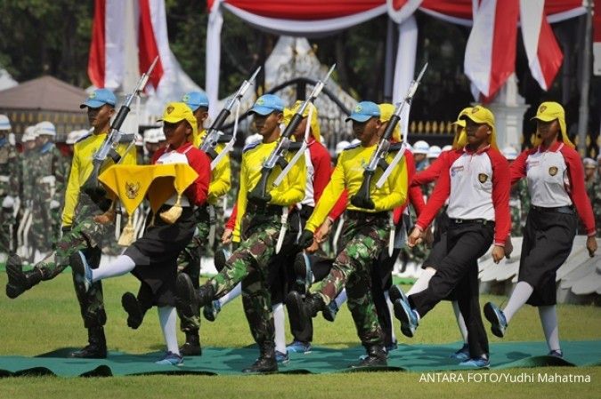 Presiden Jokowi mengikuti geladi bersih upacara peringatan hari kemerdekaan
