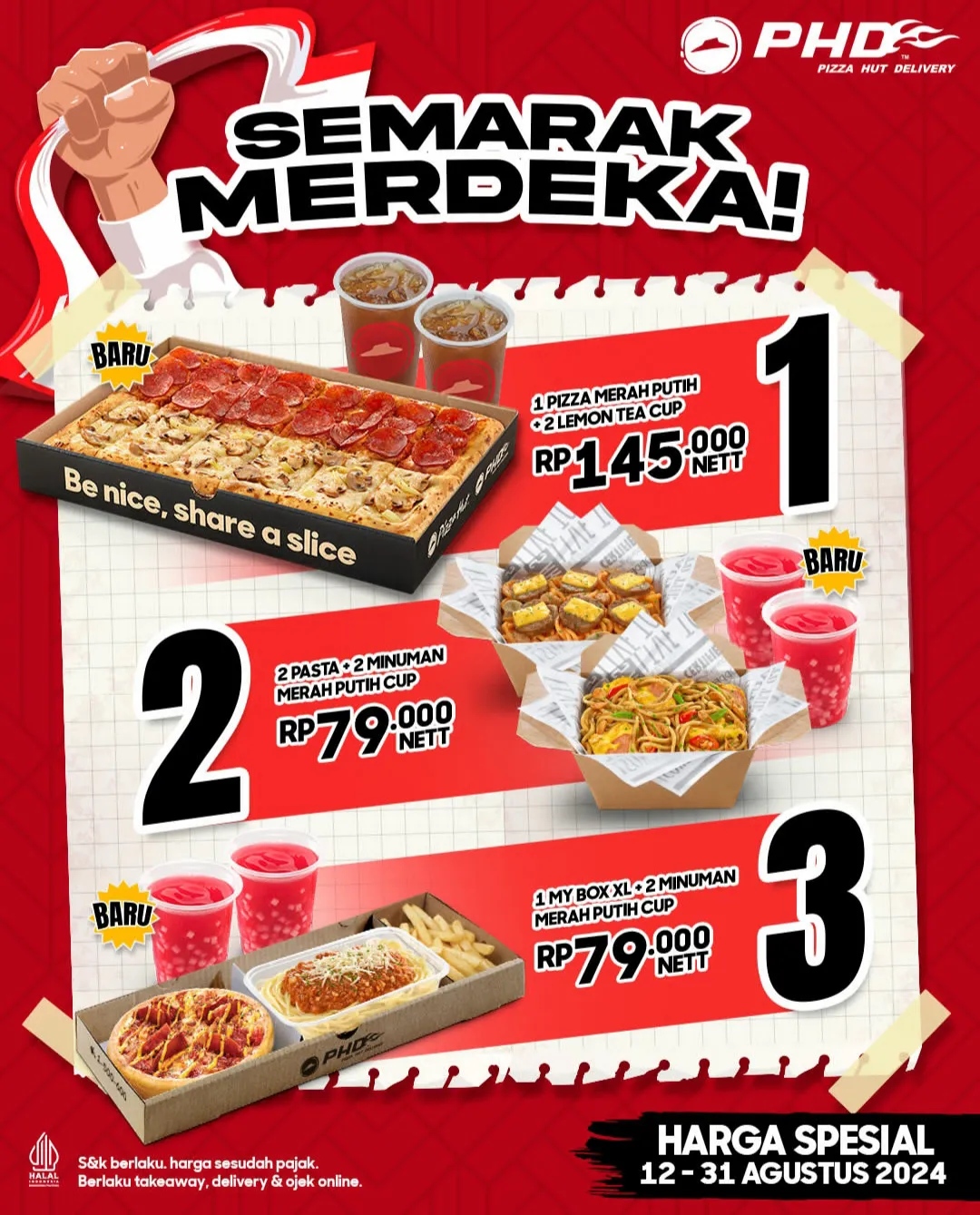 Promo PHD Semarak Merdeka Minuman dan Pizza Merah Putih