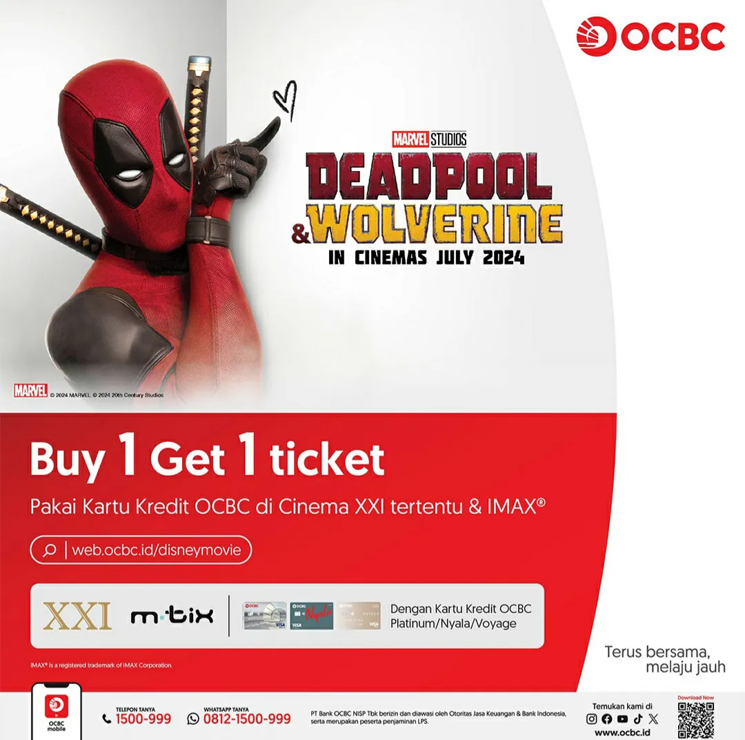 Promo Cinema XXI Beli 1 Gratis 1 Tiket Film Deadpool & Wolverine