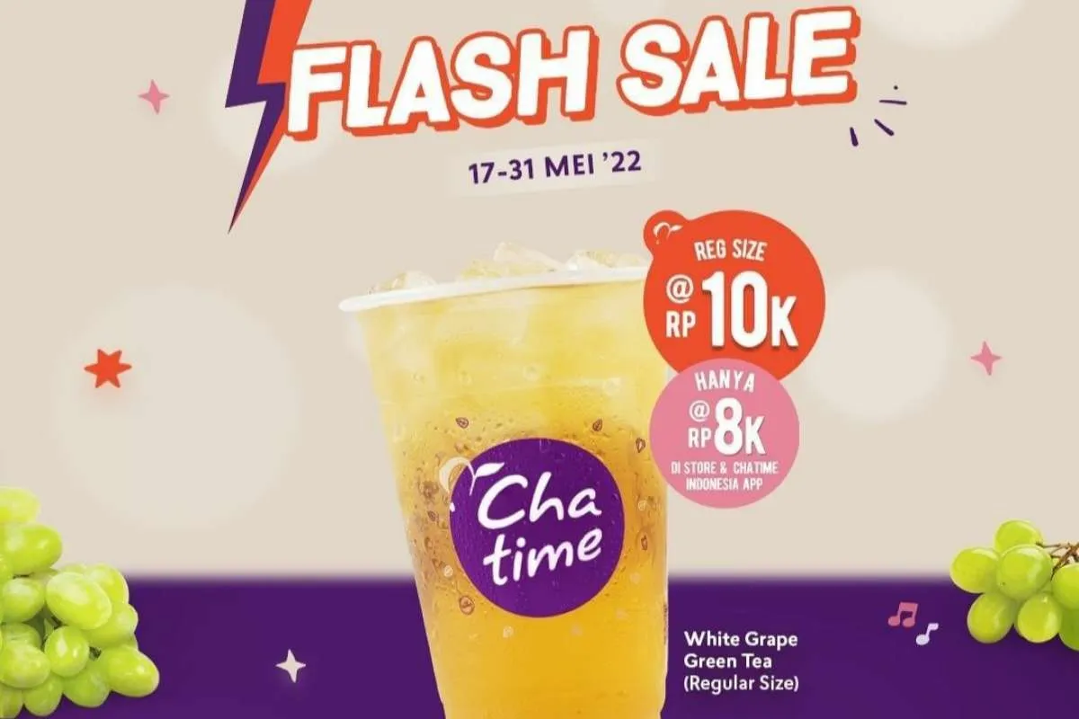 Promo Chatime Flash Sale 17-31 Mei 2022, Beli White Grape Green Tea Hanya Rp 8.000