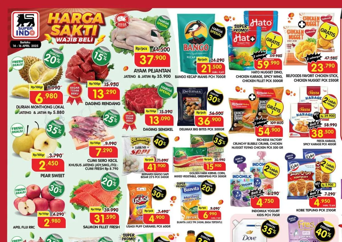 Promo Superindo Weekday 14-17 April 2025, Durian & Bawang Merah Diskon Sampai 25%