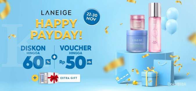 Promo Skincare Laneige Edisi Gajian, Diskon s/d 60% + Free Gift hingga Akhir November