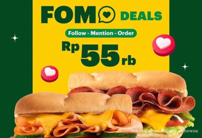  2 Hari Hemat dengan Promo Subway Fomo Deals, Dapatkan 2 Sandwich Cuma Rp 55.000
