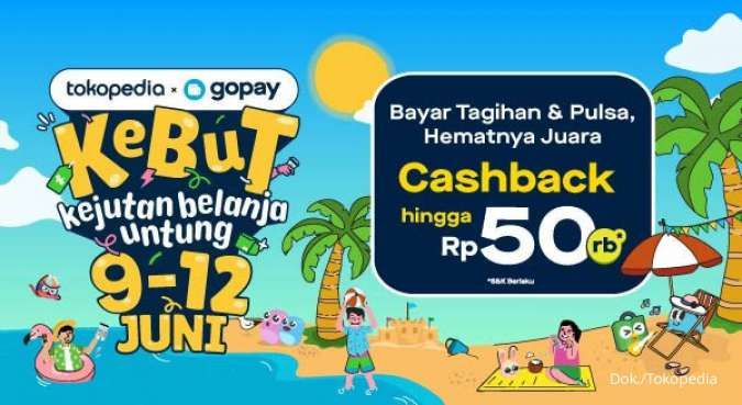Promo Tokopedia Kebut 9-12 Juni, Beli Pulsa Pakai GoPay Cashback Rp 50.000