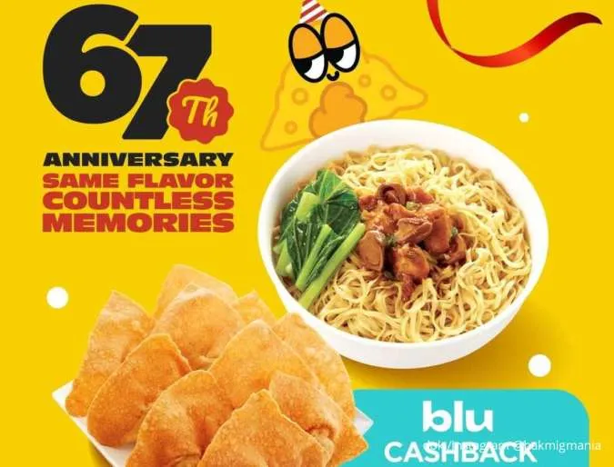 Ada Cashback Rp 67.000, Jangan Lewatkan Promo Anniversary ke-67 di Bakmi GM x Blu