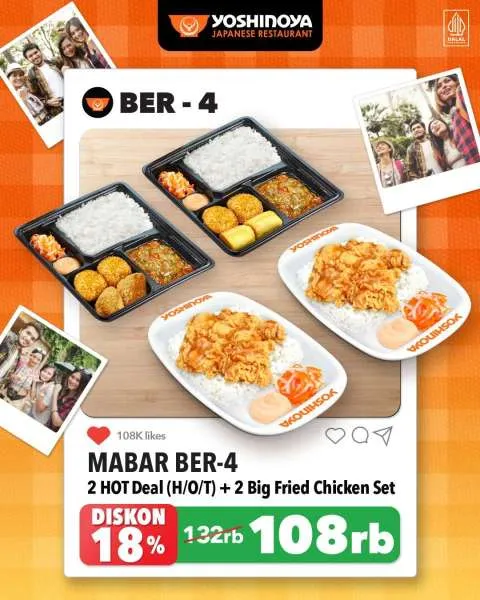 Promo Yoshinoya Makan Ber-4 Diskon 18%