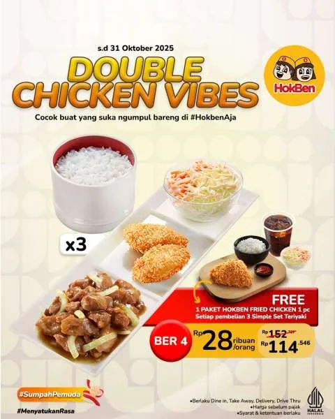 Promo HokBen Double Chicken Vibes Oktober Gratis Paket Fried Chicken