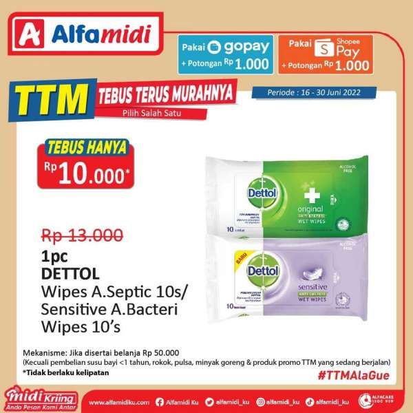 Promo Alfamidi Tebus Murah Periode 16-30 Juni 2022, Tebus Dettol Wipes Hanya Rp10.000
