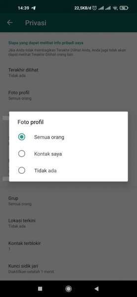 Mengubah setelan privasi WhatsApp
