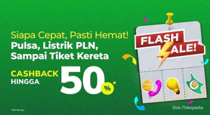 Terakhir Sabtu (7/5), Beli Pulsa dan Listrik PLN di Tokopedia Cashback 50%!