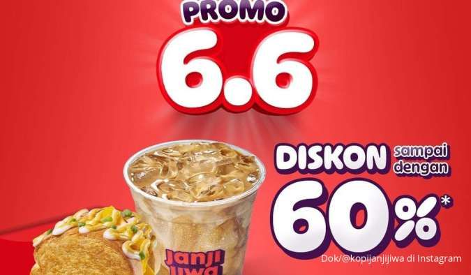 Promo 6.6 Janji Jiwa 6 Juni 2024, Promo Makanan dan Minuman Favorit Diskon Sampai 60%