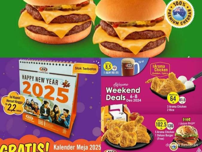 Promo AW Restoran 6-8 Desember 2024, Gratis Kalender 2025 hingga Paket 2 Cheeseburger