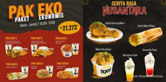 Promo Texas Chicken Terbaru 2023, Pak Eko Paket Ekonomis Serba Rp 27.273