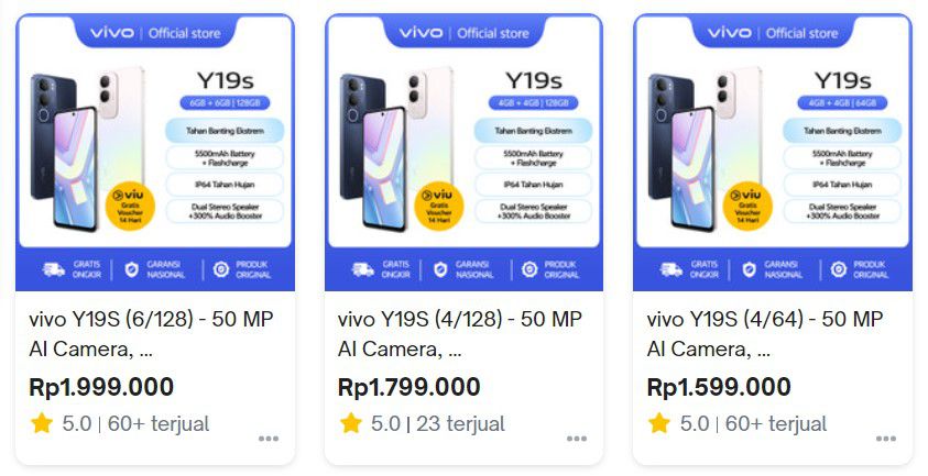 Daftar Harga HP Vivo Y19s