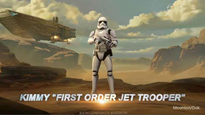 Skin Kolaborasi Mobile Legends X Star Wars Rilis Visual Kimmy First Order Jet Trooper