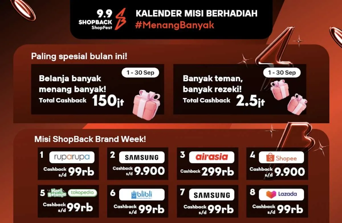 Promo 9.9 ShopBack ShopFest Tebar Cashback Ratusan Juta