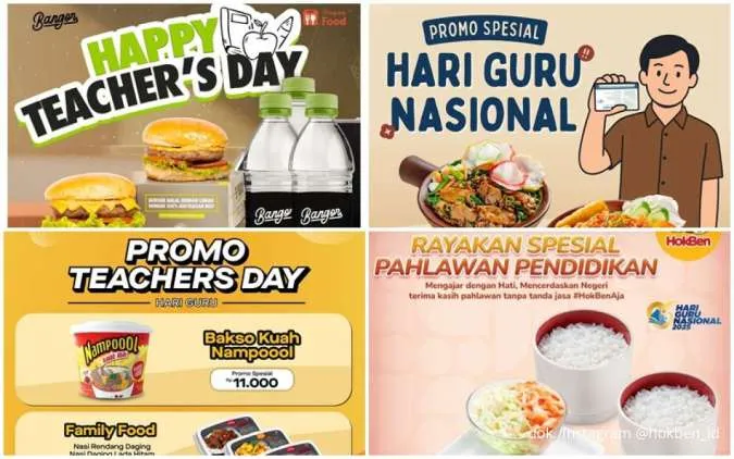 Kumpulan Promo Hari Guru Nasional 2025, Burger Bangor sampai HokBen Beri Harga Hemat
