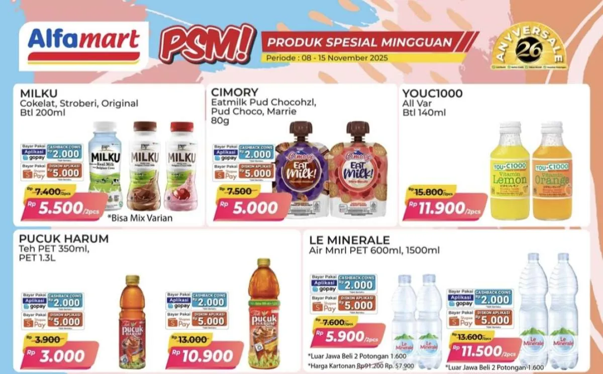 Promo PSM Alfamart Periode 8-15 November 2025, Susu Milku Rp 5.500 Dapat 2