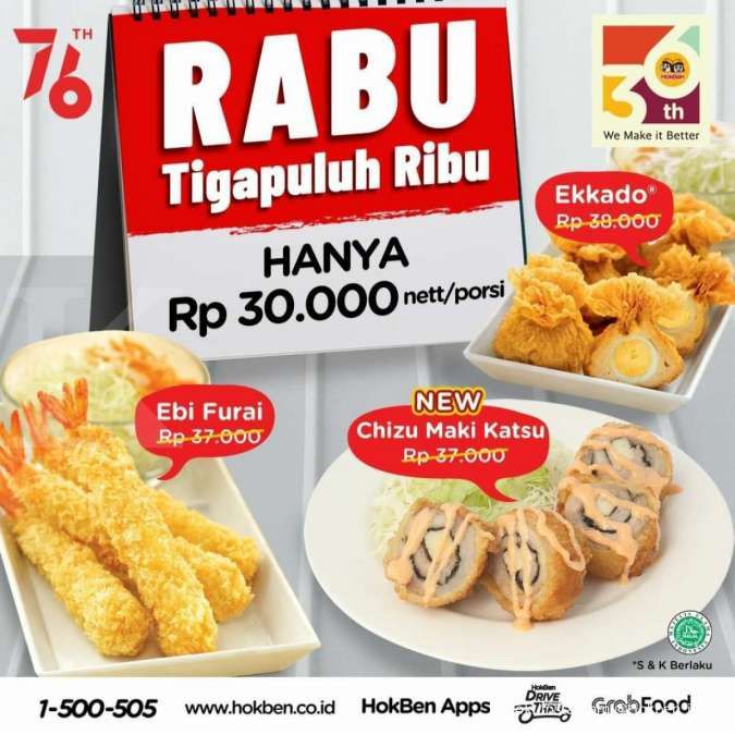 Promo Harga Paket Hokben Agustus 2021, Berbagai Menu di Hari Rabu Hanya 30 Ribu