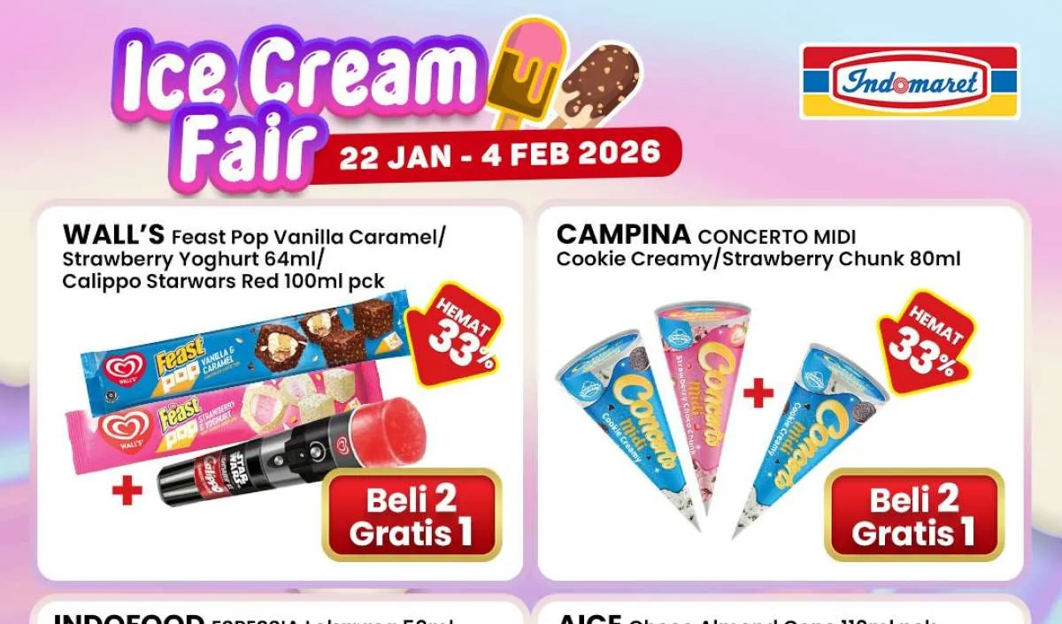 Promo Es Krim di Indomaret Mulai Januari 2026, Ada Diskon Sampai 33%
