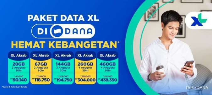 Promo DANA Maret 2022, Beli Paket Data XL Akrab dengan Harga Spesial!