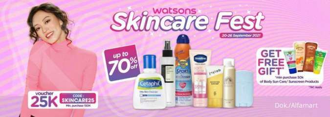 Promo Watsons Skincare Fest, Skincare dan Body Care Diskon s/d 70%!
