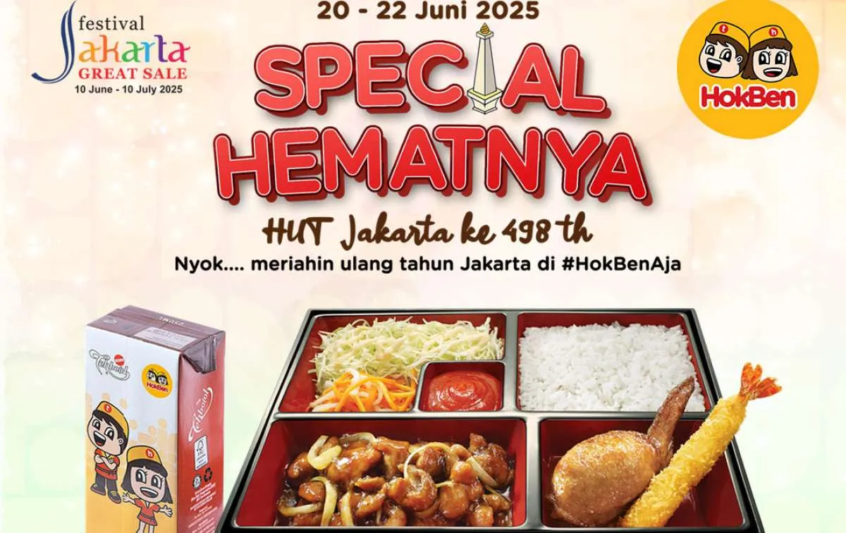 Promo HokBen HUT Kota Jakarta 20-22 Juni 2025, Paket Bento Spesial & Tehbotol Sosro