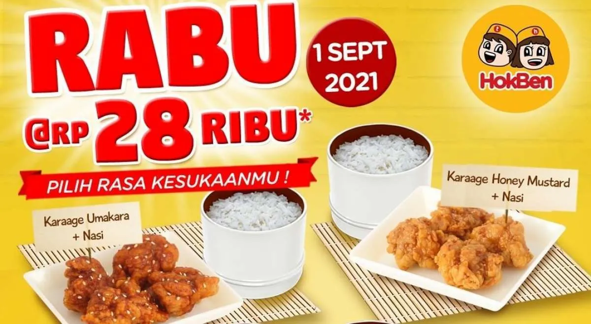 Promo HokBen 1 September 2021, nikmati Rabu Rp 28.000 untuk pilihan menu Karaage