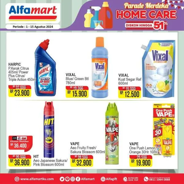 Promo Alfamart Home Care Diskon s/d 51% Periode 1-15 Agustus 2024