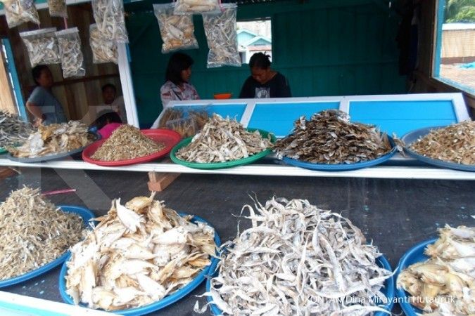 Menjaring ikan kering di Pantai Bengkulu (1)