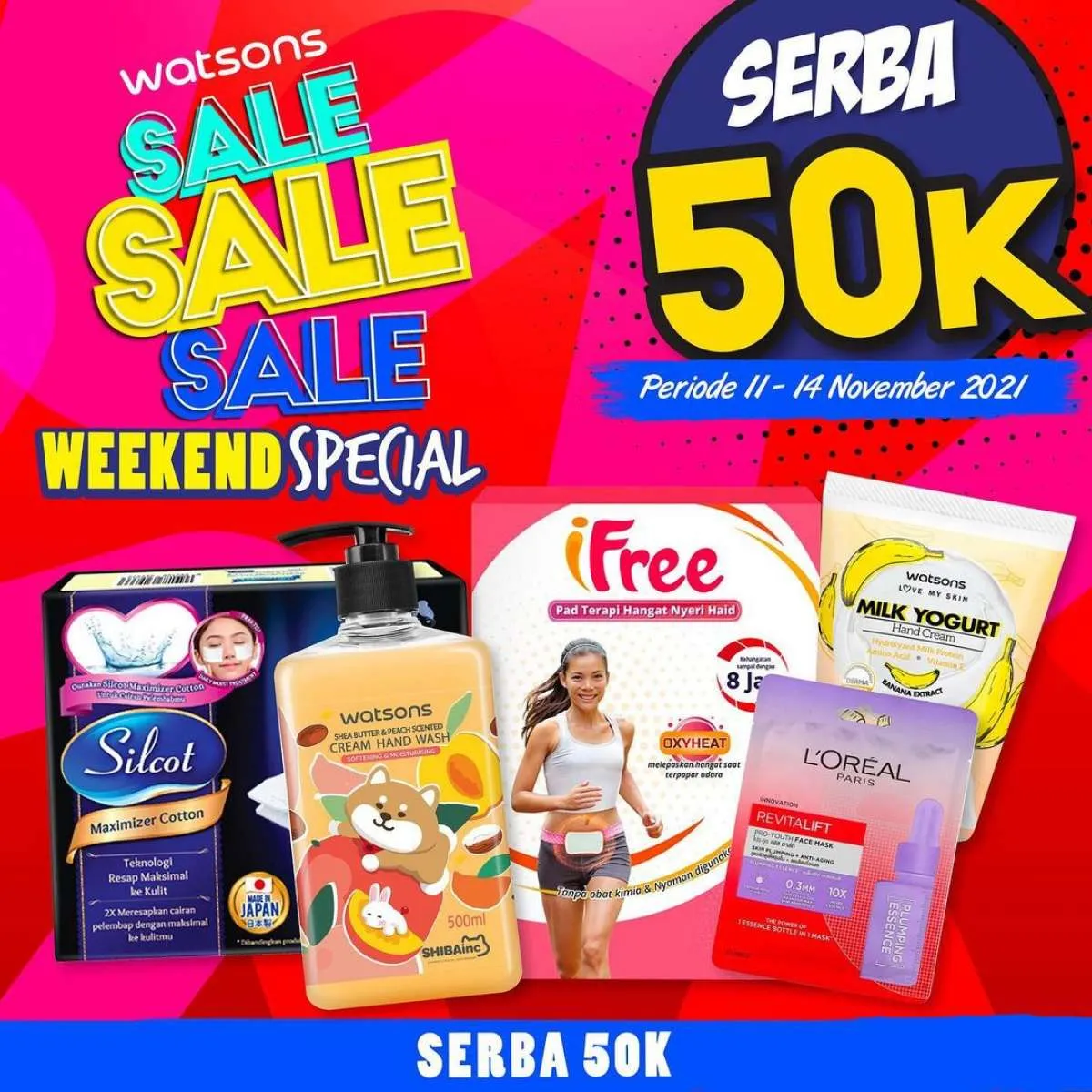 Promo Watsons Serba 50k Berlaku Hanya 4 Hari, 3 pcs Face Mask L'Oreal Hanya Rp 50.000
