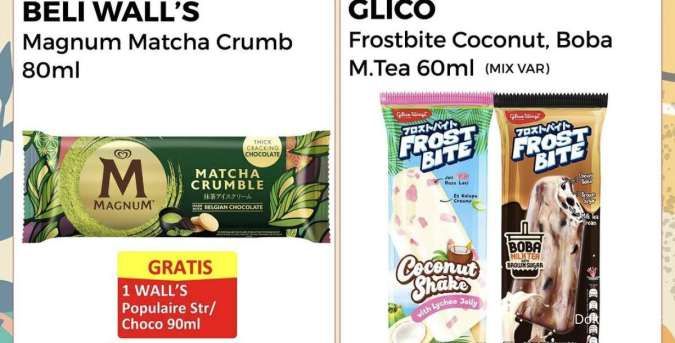 Promo 9.9 Alfamart, Beli 1 Gratis 1 Es Krim Magnum Matcha dan Glico FrostBite