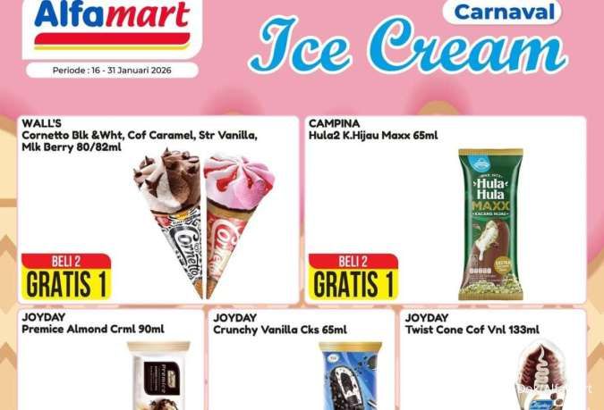 Promo Es Krim Alfamart 16-31 Januari 2026, Ada Cornetto Beli 2 Gratis 1!