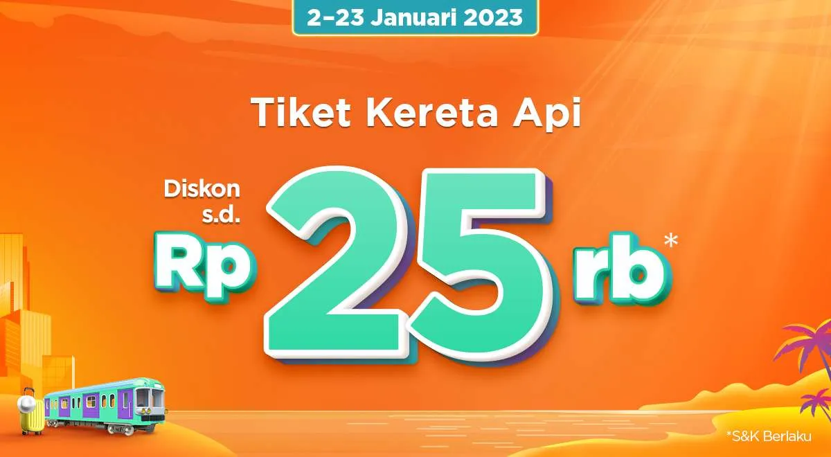Promo PegiPegi Time 2-23 Januari 2023, Diskon Tiket Kereta Api hingga Rp 25.000