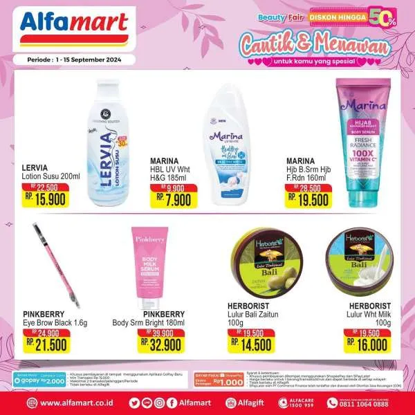 Promo Alfamart Beauty Fair Diskon s/d 50% Periode 1-15 September 2024